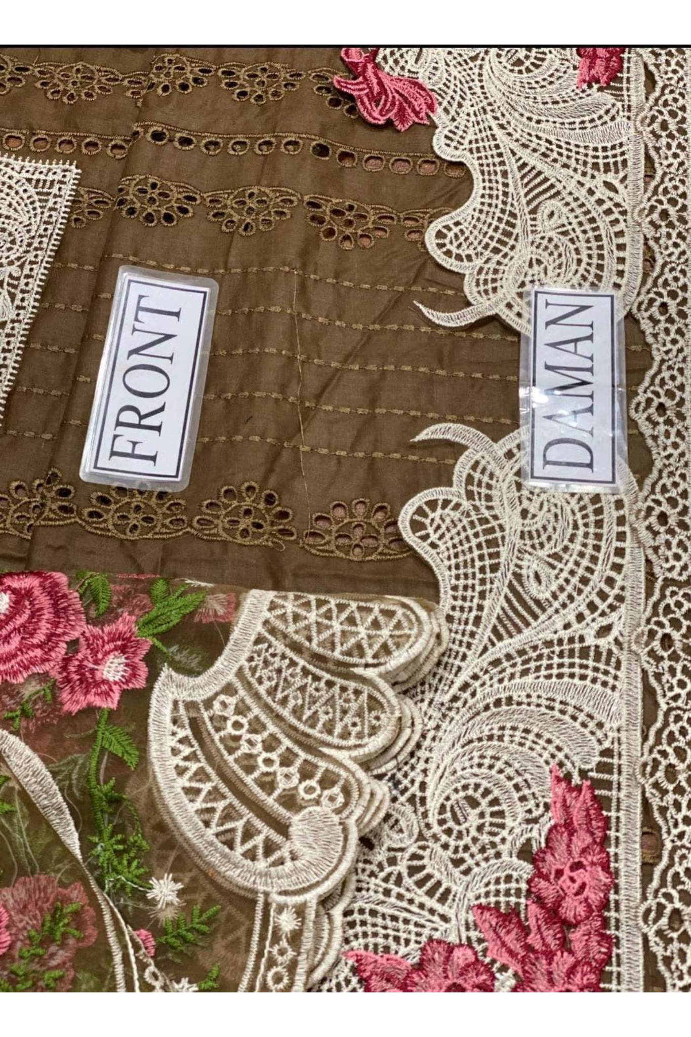 Earthy Brown Suit with Floral Embroidery