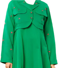 Classic Green Tailored Kurta Set with Button Detailing