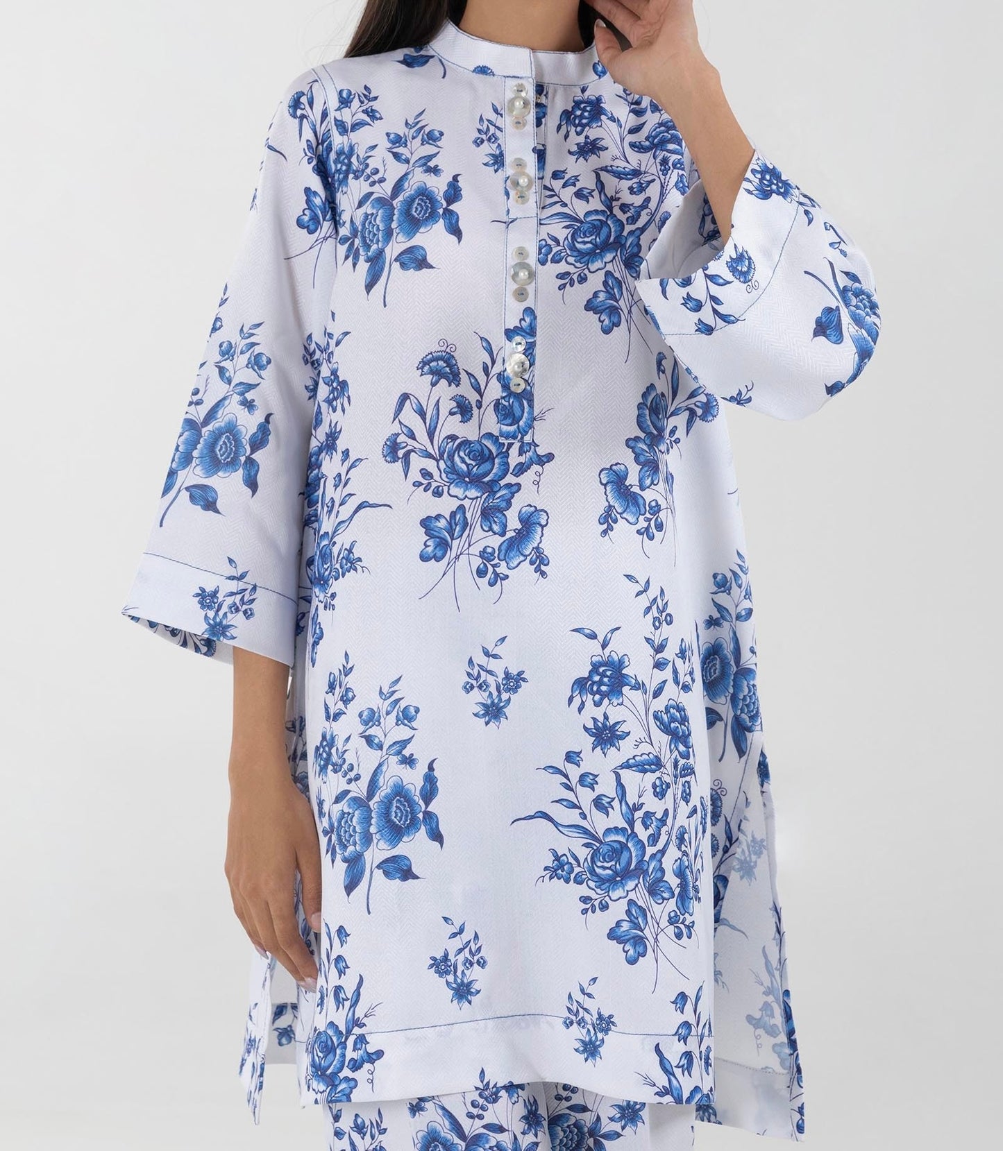 White and Blue Floral Printed Co-ord Set