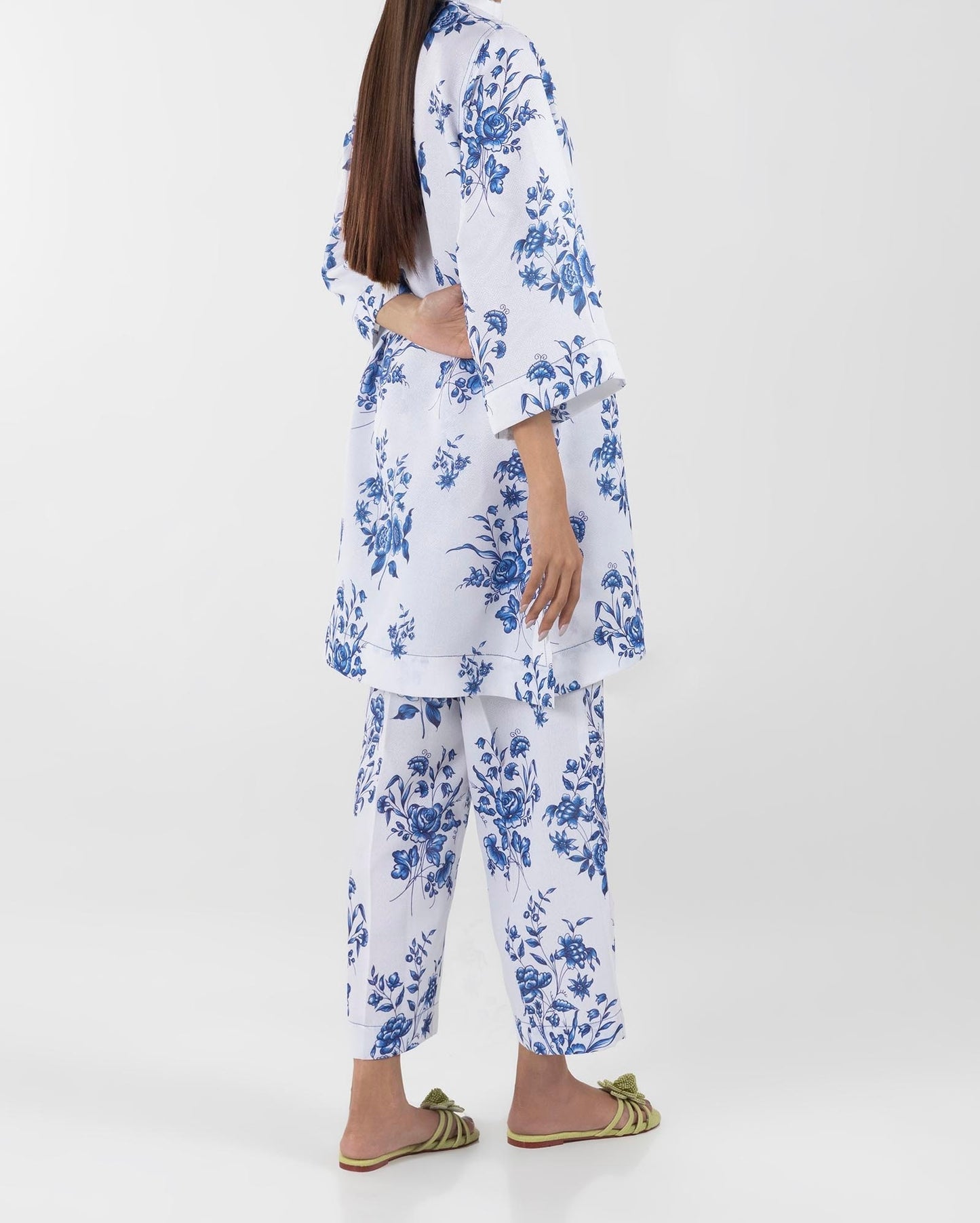 White and Blue Floral Printed Co-ord Set