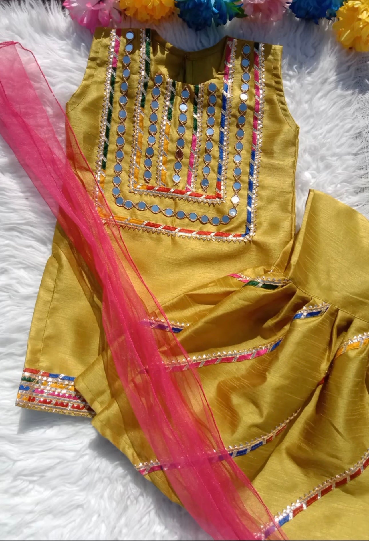 Traditional Mustard Yellow Sharara Set for Girls
