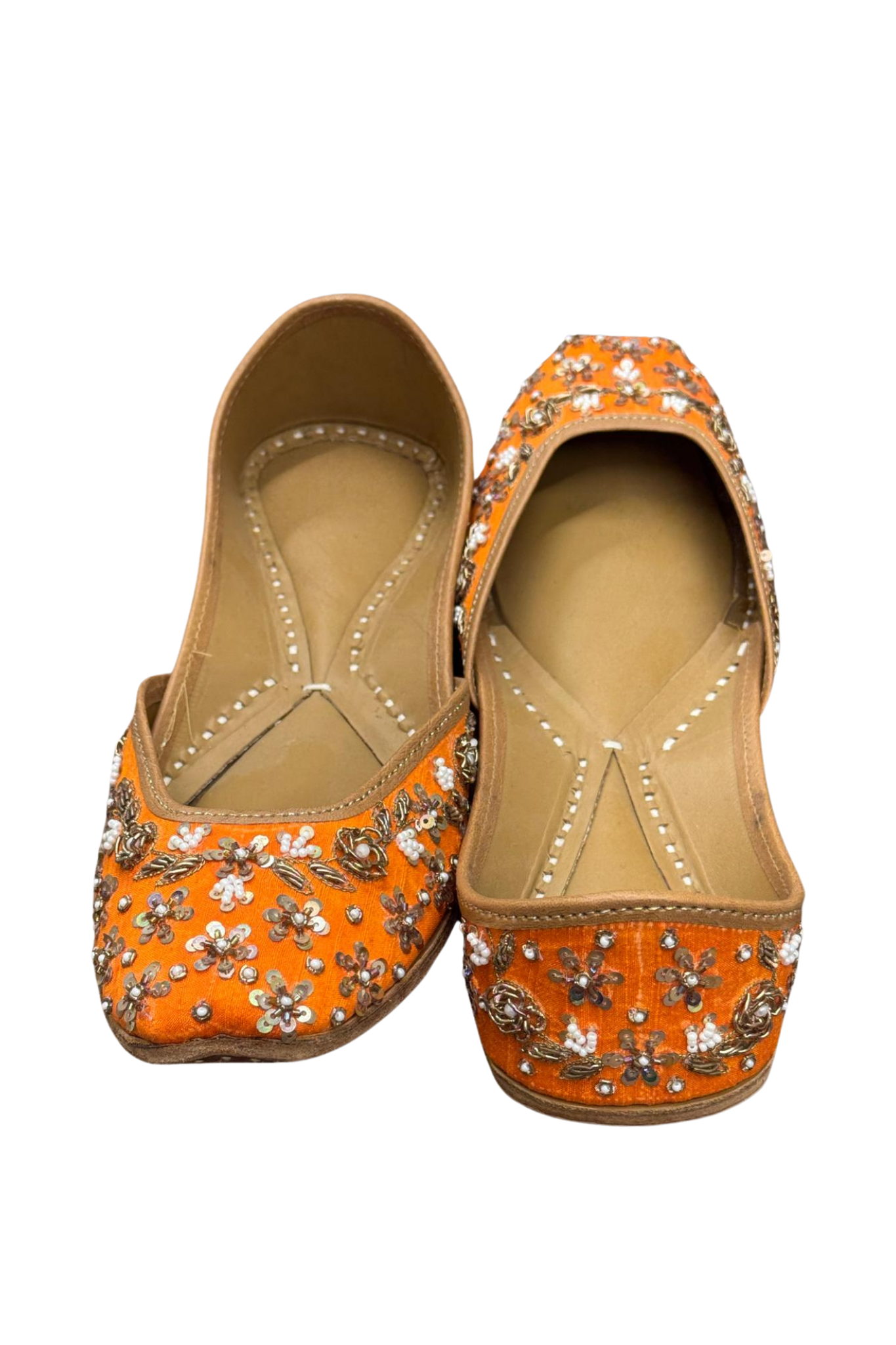 Vibrant Orange Floral Khussa