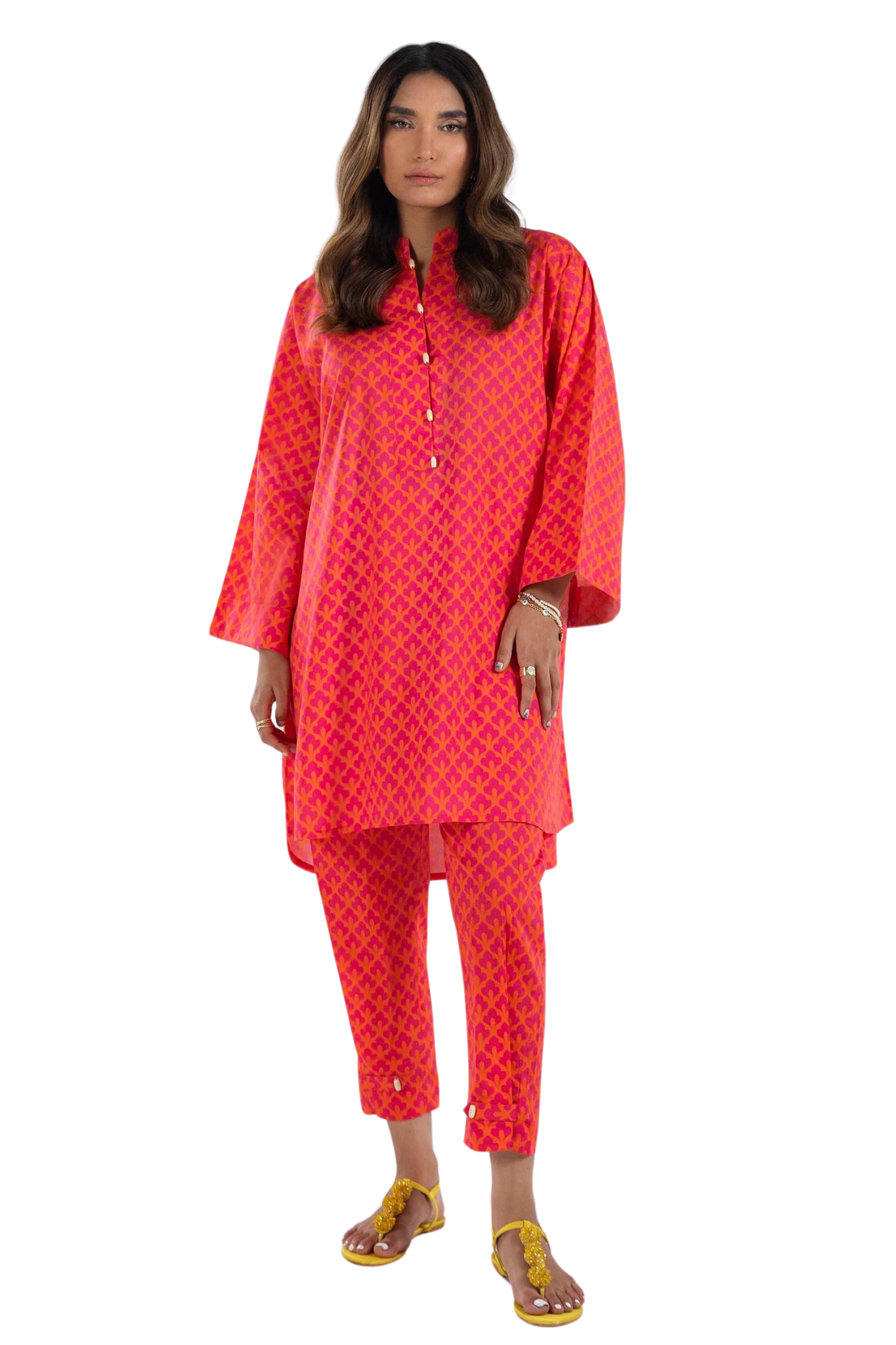 Hot Pink & Orange Printed Co-Ord Set