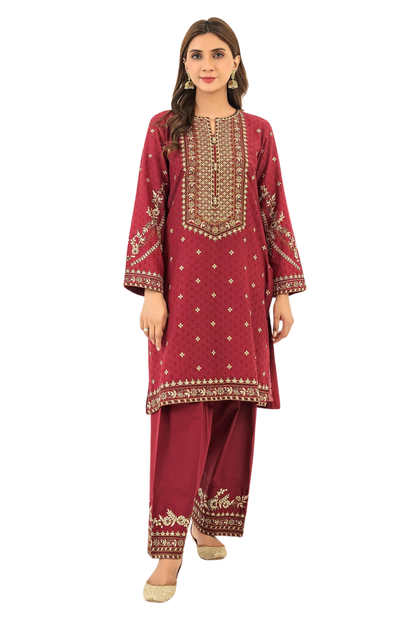 Deep Maroon Embroidered 2-Piece Suit