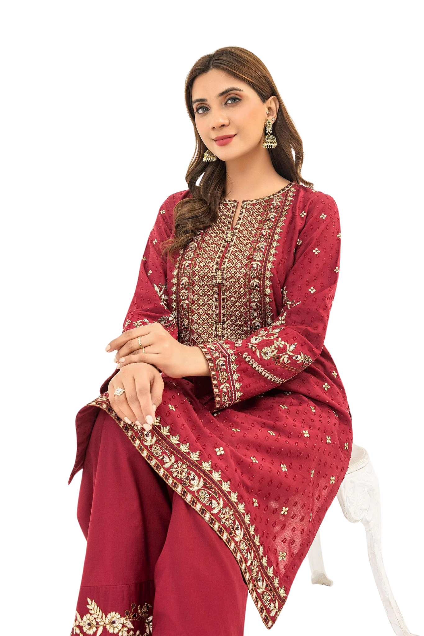 Deep Maroon Embroidered 2-Piece Suit