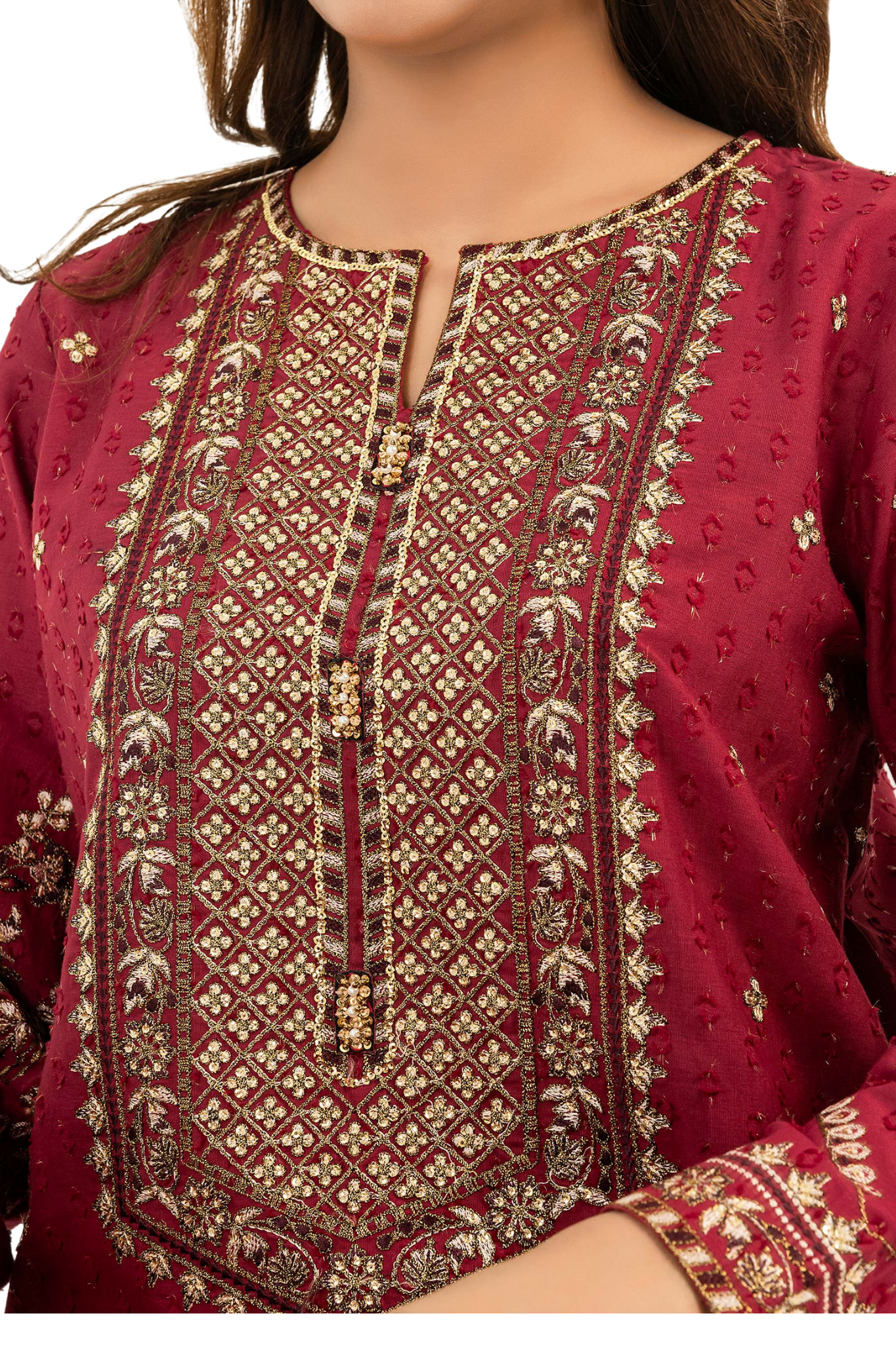 Deep Maroon Embroidered 2-Piece Suit