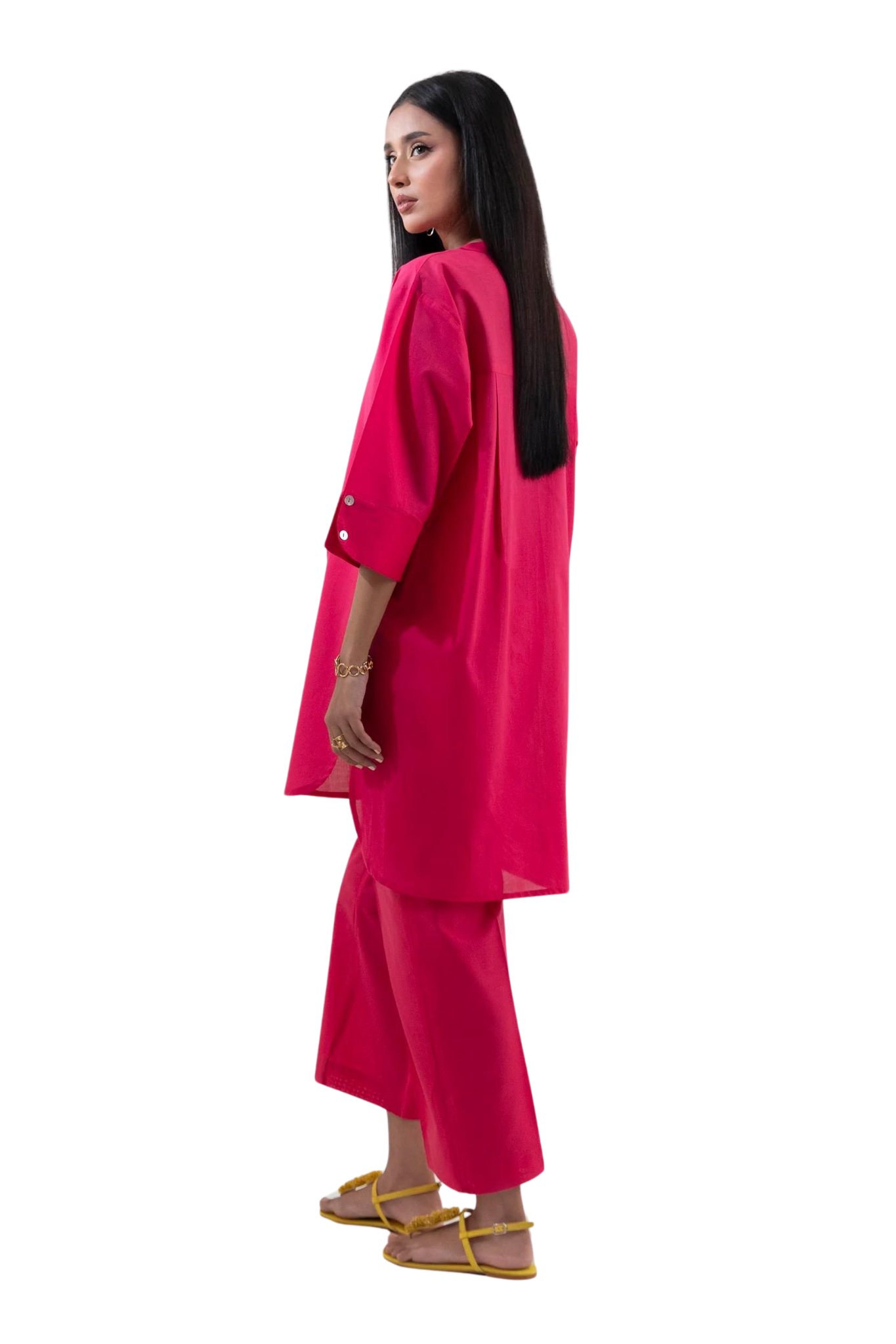 Hot Pink Short Sleeve Kurta Set