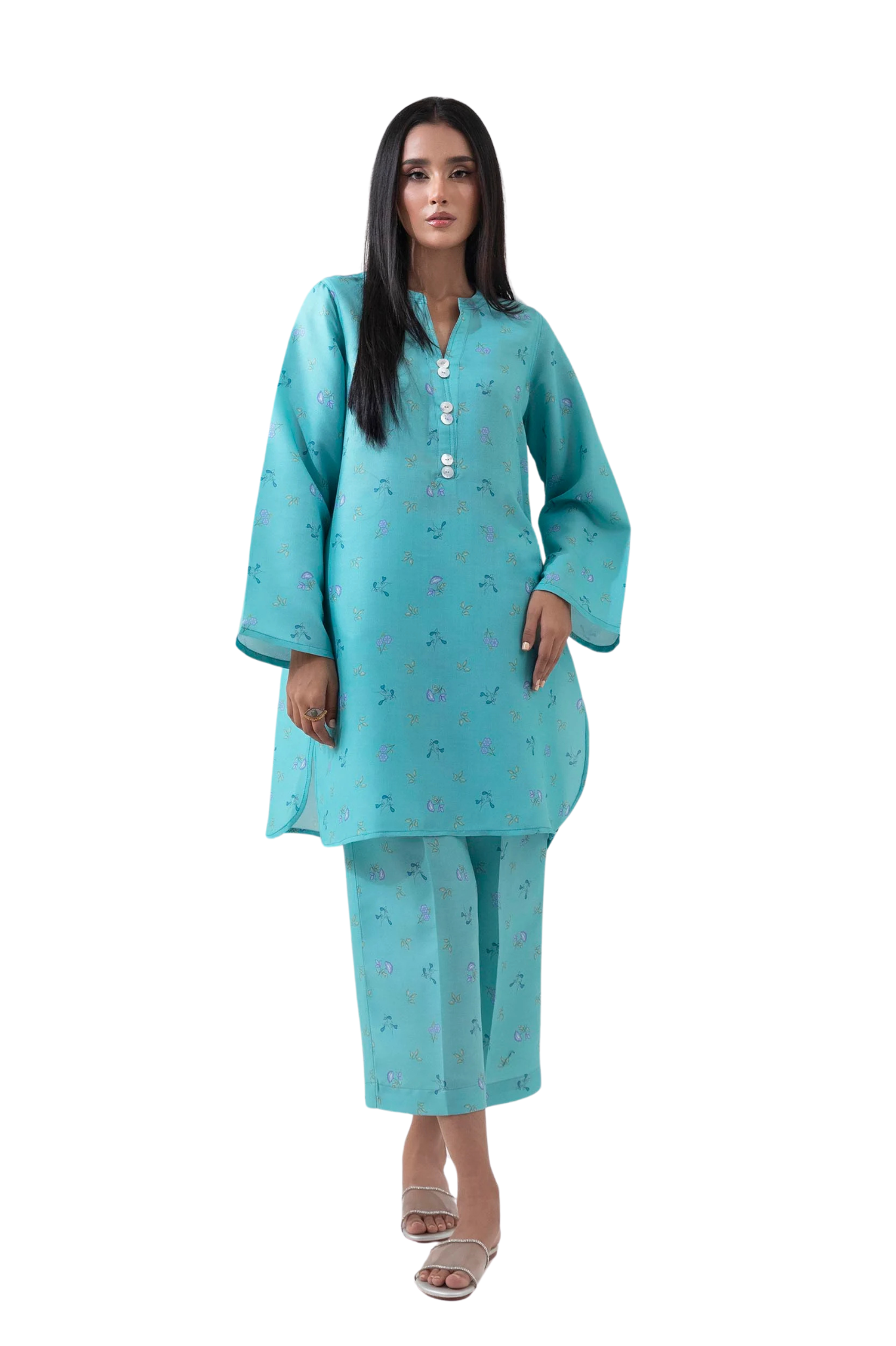 Aqua Blue Printed Co-Ord Set