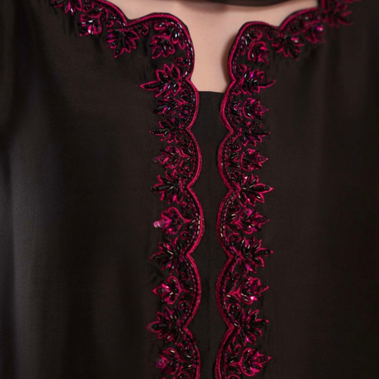 Black Pink Embroidered 3-Piece
Suit