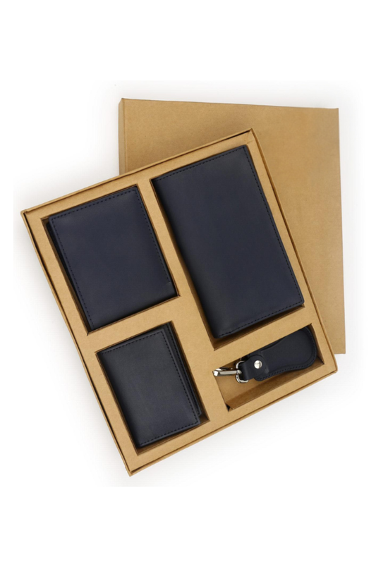 Blue Leather Wallet and Accessories set