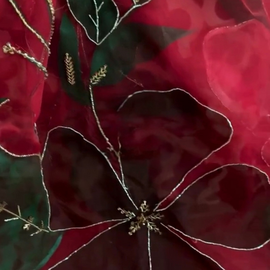 Zarnish – Deep Red Rose Hand-Painted Dupatta