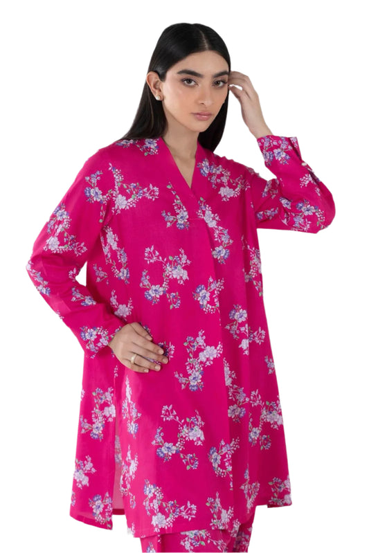 Fuchsia Pink Floral Printed Kurta Set