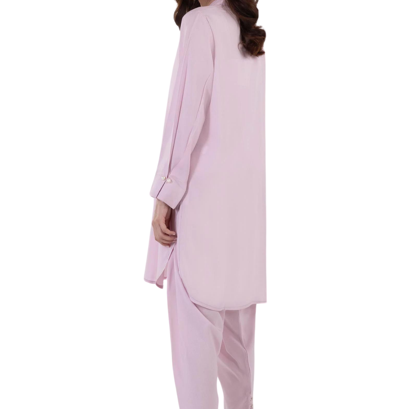 Blush Pink Plain Kurta Set with Modern Silhouette