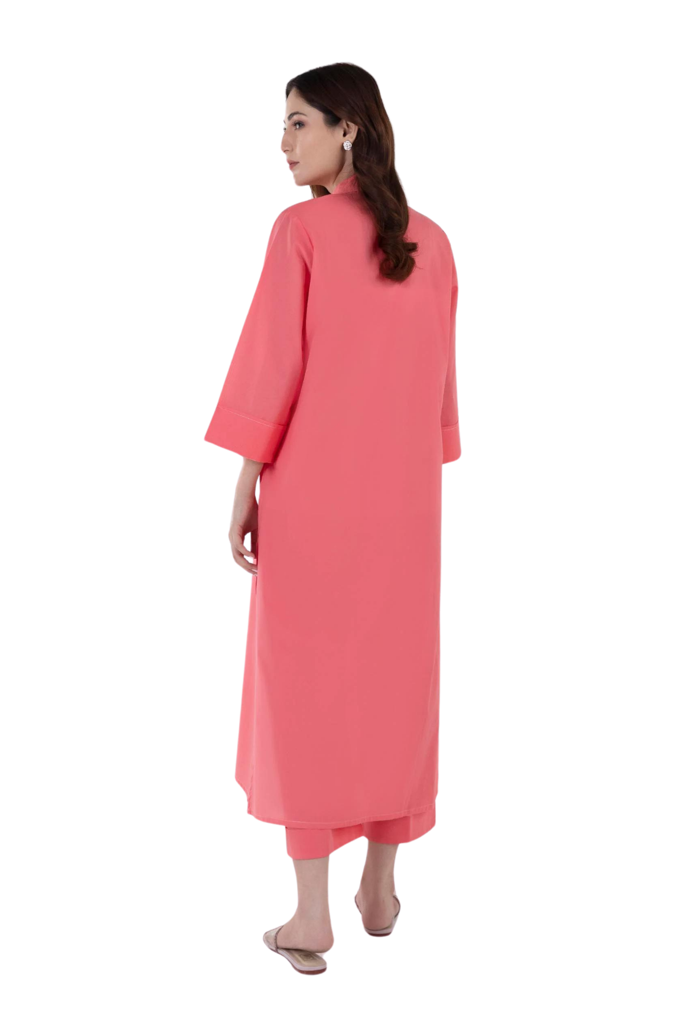Coral Front Open Kurta Set