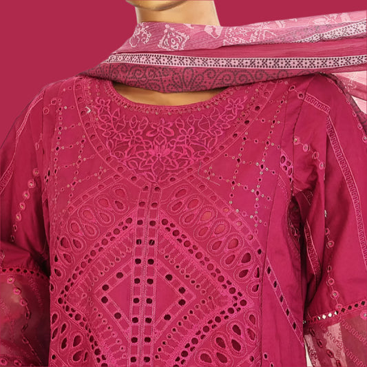 Deep Pink Embroidered Suit
