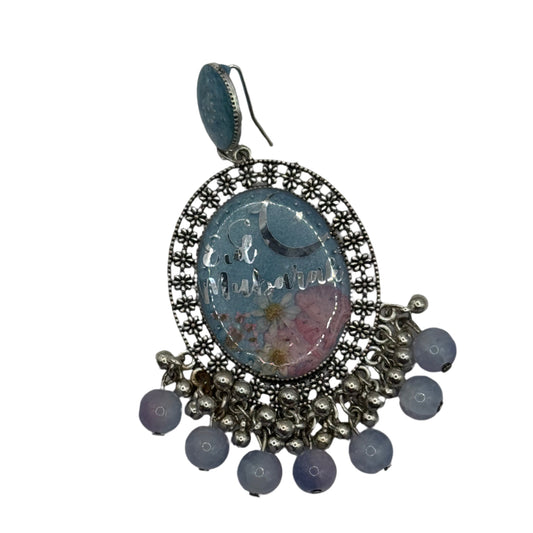 Eid Mubarak Sky Blue Crescent Moon Earrings