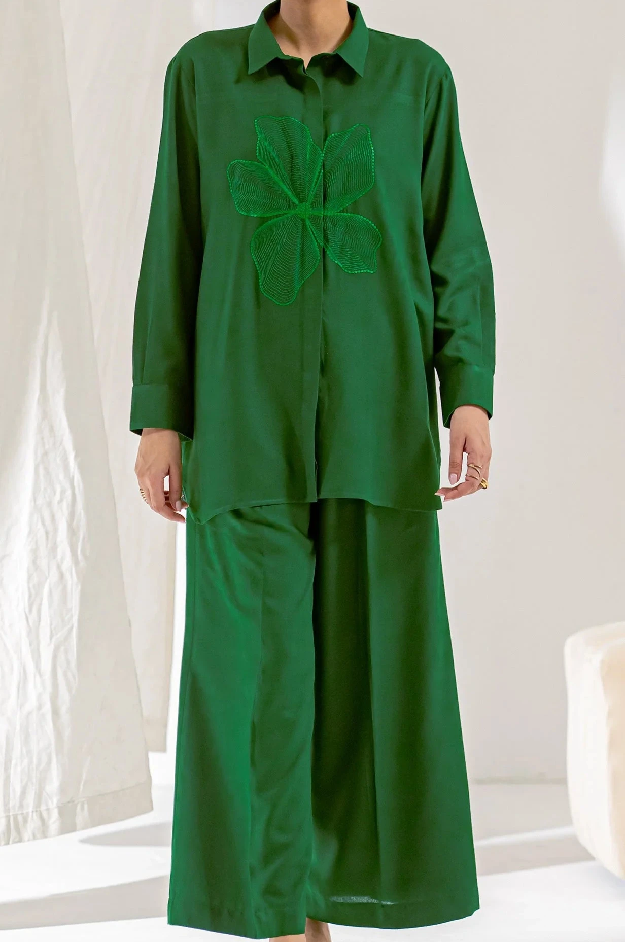 Green Embellished Co-ord Set – Effortless Luxury & Style