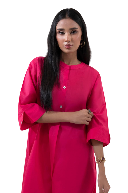 Hot Pink Short Sleeve Kurta Set