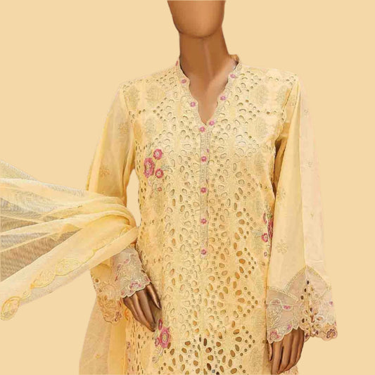 Soft Yellow Embroidered Lawn Suit