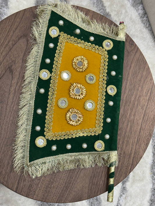 Green Embroidered Velvet Pakkha