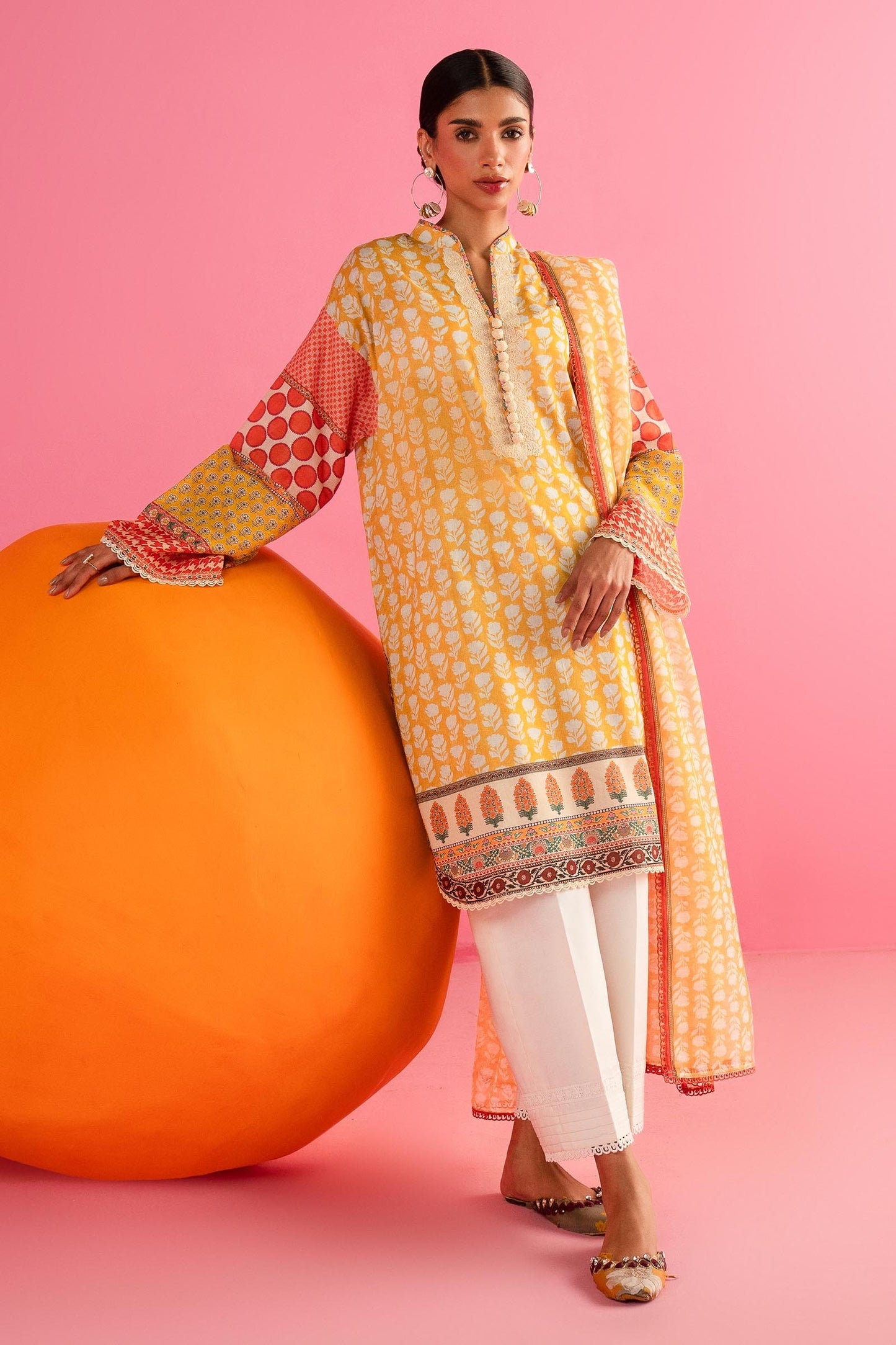 Yellow Printed Lawn Suit - 3 Piece Summer Dress | Sana Safinaz