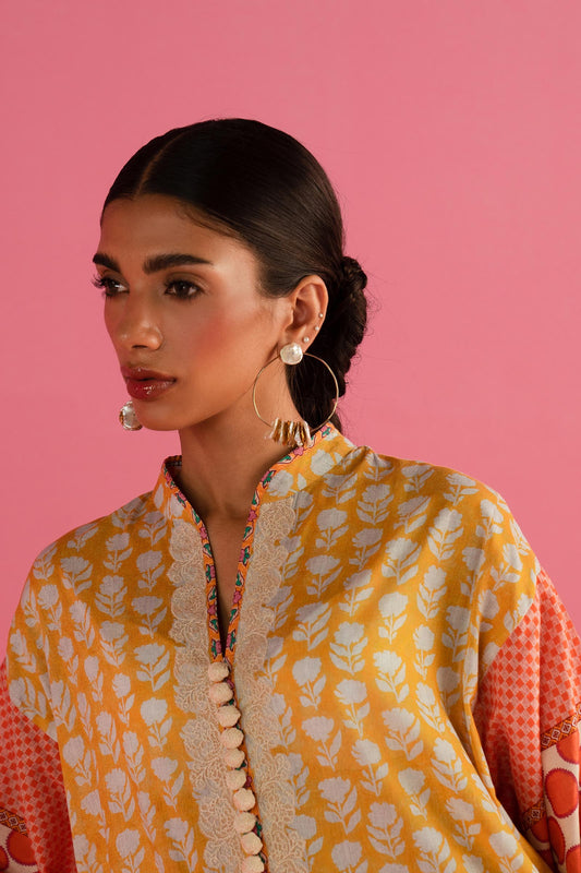 Yellow Printed Lawn Suit - 3 Piece Summer Dress | Sana Safinaz