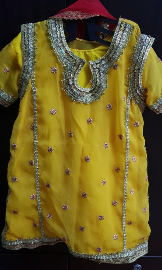 Yellow Mirror Work Chaniya Choli with Dupatta