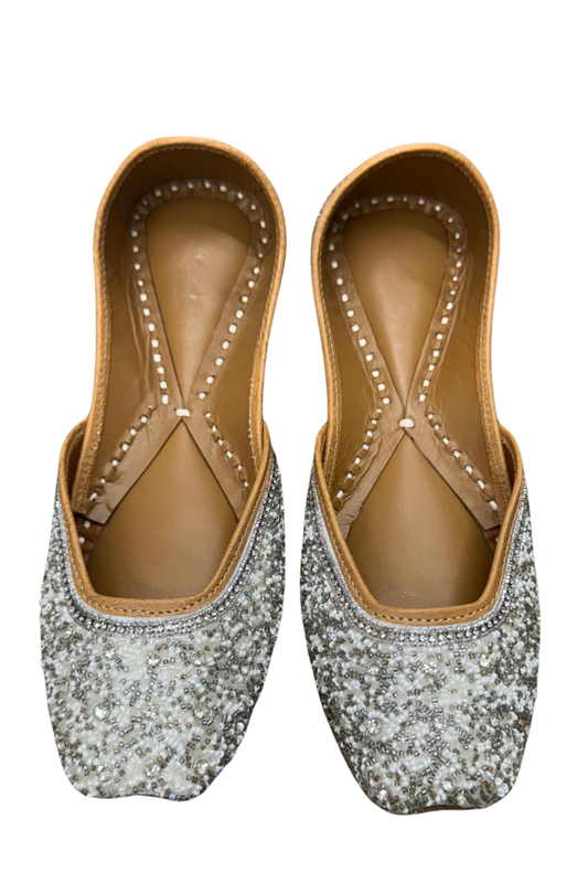 White Pearl Beaded Khussa