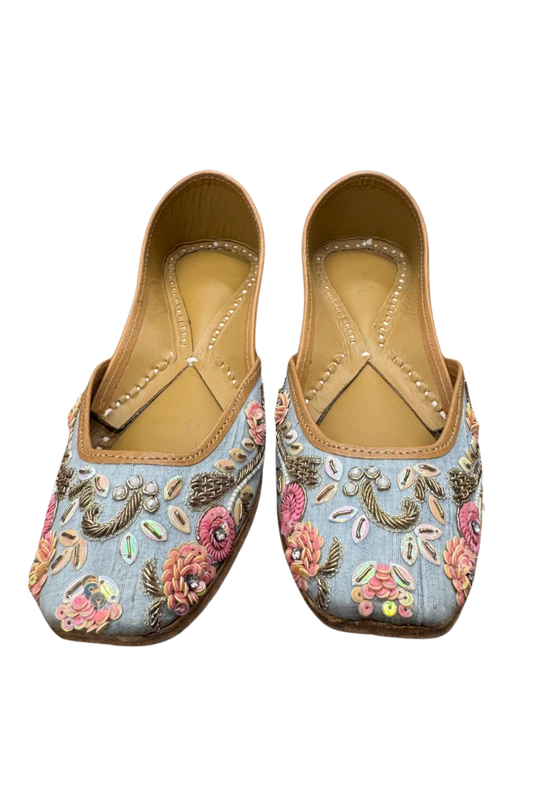 Sky Blue Embroidered Khussa