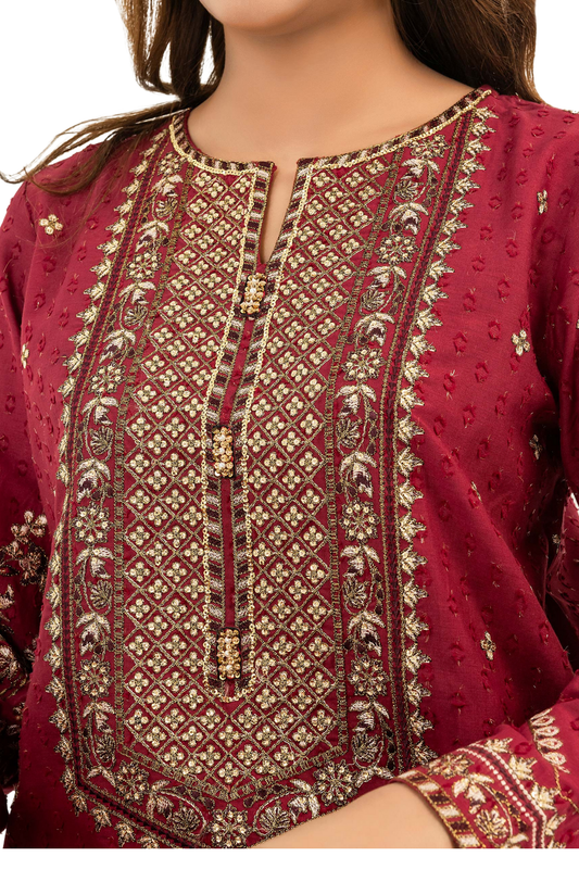 Deep Maroon Embroidered 2-Piece Suit